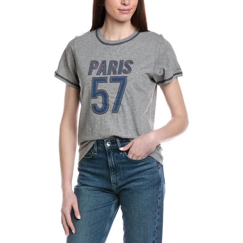 Cinq À Sept Womens  Trapunto Denim Heather T-Shirt, Gray